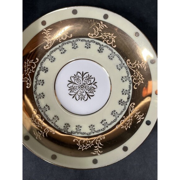 VTG‎ Royal Halsey Very Fine Cup and Saucer Yellow Gold Iridescent Rare - Picture 10 of 12